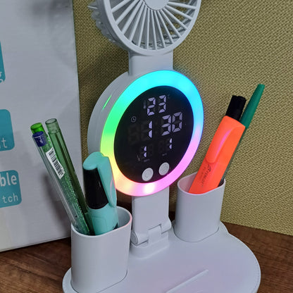 LÁMPARA DE ESCRITORIO CON LUZ LED Y VENTILADOR