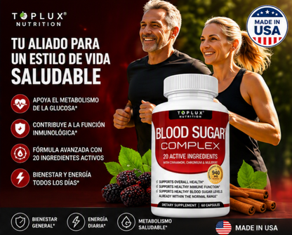 BLOOD SUGAR COMPLEX 20 INGREDIENTES | ENERGÍA, METABOLISMO Y BIENESTAR