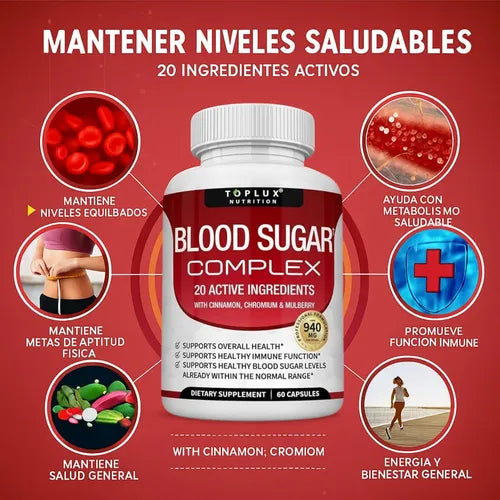 ✨ BLOOD SUGAR COMPLEX – APOYO NATURAL PARA EL AZÚCAR EN LA SANGRE