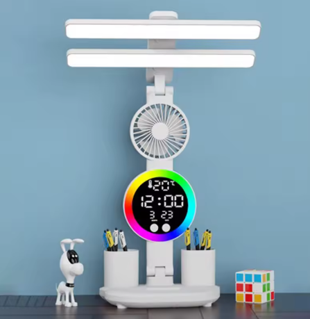 LÁMPARA DE ESCRITORIO CON LUZ LED Y VENTILADOR