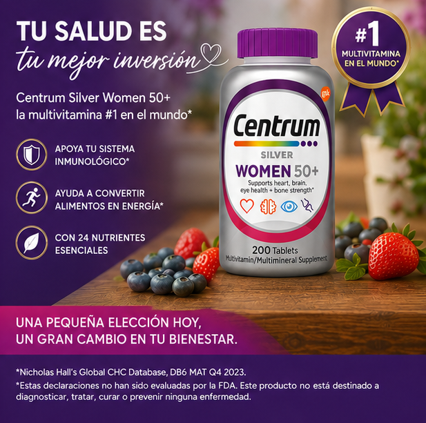 CENTRUM SILVER WOMEN 50+ X 200 TABLETAS | MULTIVITAMÍNICO PREMIUM PARA MUJERES