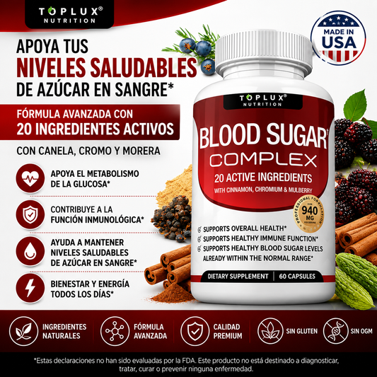 BLOOD SUGAR COMPLEX 20 INGREDIENTES | ENERGÍA, METABOLISMO Y BIENESTAR