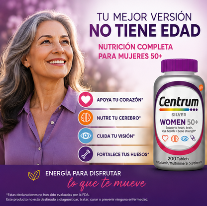 CENTRUM SILVER WOMEN 50+ X 200 TABLETAS | MULTIVITAMÍNICO PREMIUM PARA MUJERES